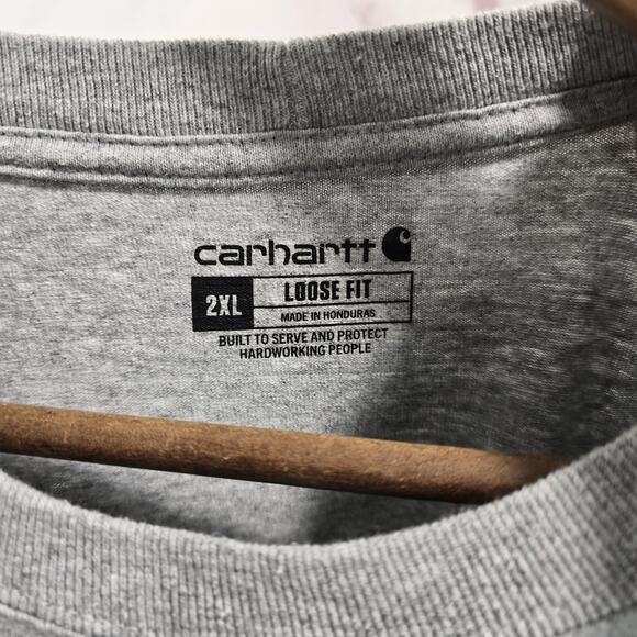 Carhartt T Shirt Mens 2XL Gray Pocket Loose Fit Short Sleeve K87 M Heavyweight - Picture 3 of 11
